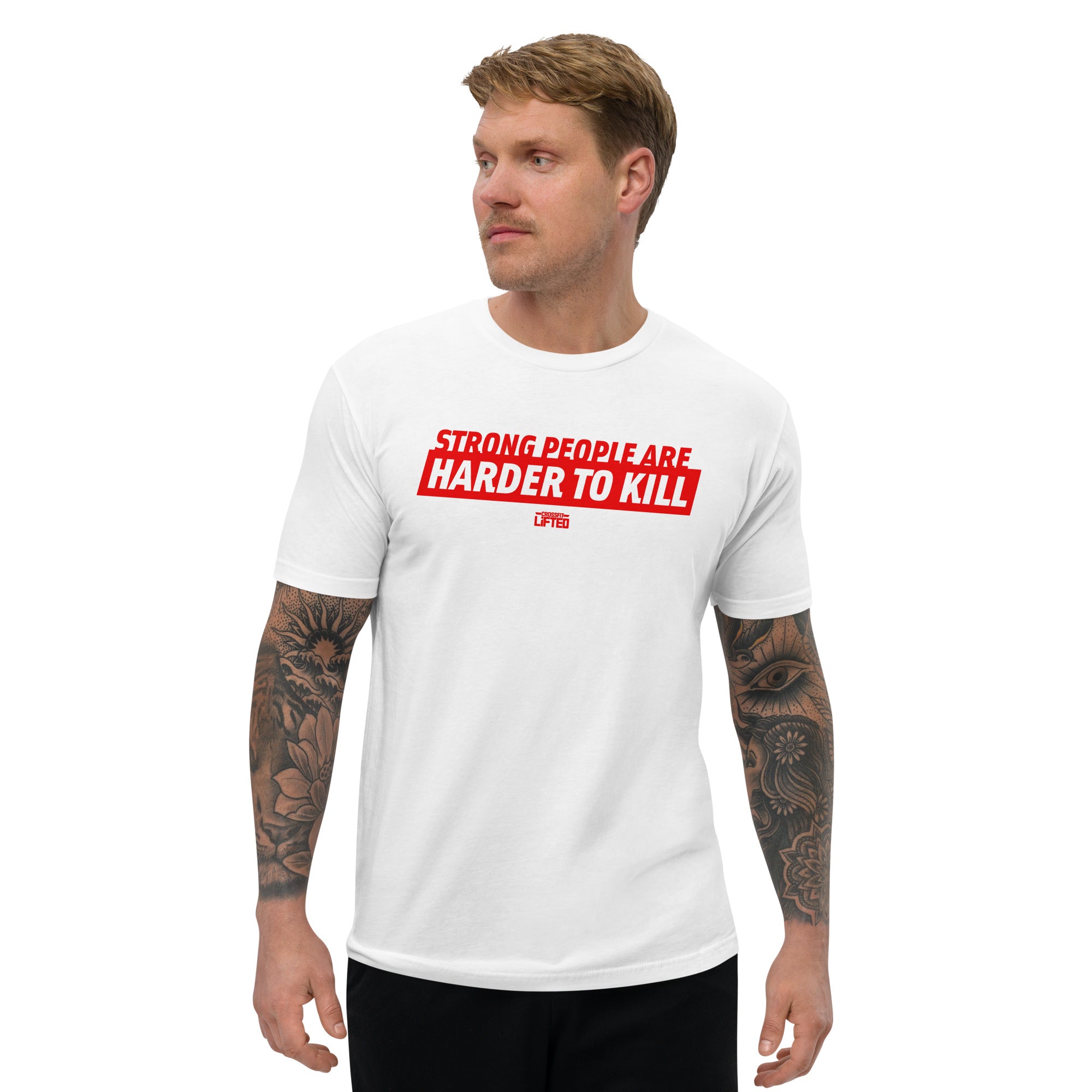 Strong People Tee, White-Red